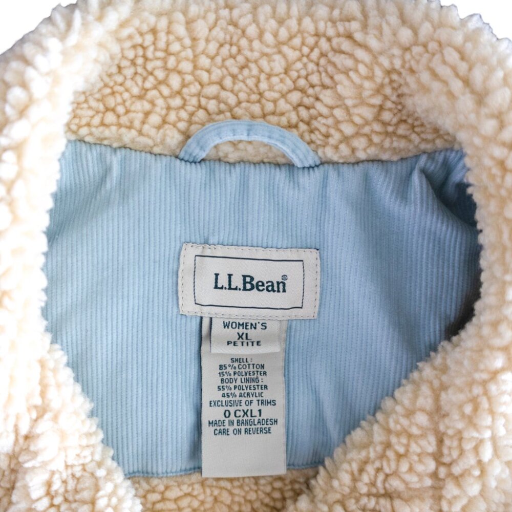 L.L.Bean Baby Blue with Cream Color Interior Corduroy Vest Women's Petite XL - Picture 4 of 9